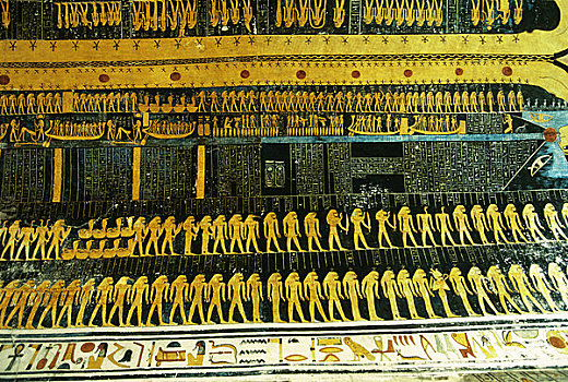 埃及,尼罗河,靠近,路克索神庙,帝王谷,墓地,20世纪,朝代,天花板