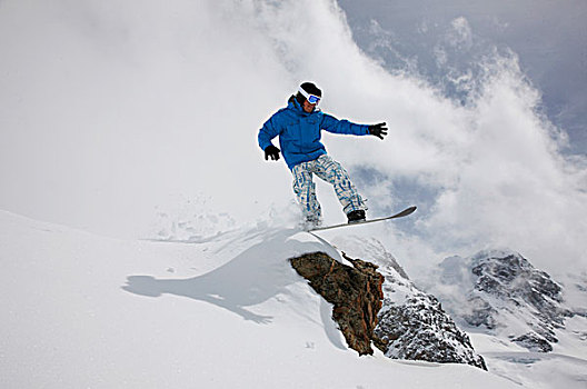 滑雪板玩家,跳跃,瑞士,欧洲