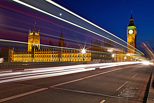 英国,英格兰,伦敦,模糊,光影,正面,议会大厦,大本钟