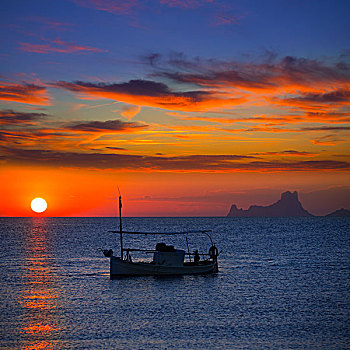 伊比萨岛,日落,风景,福门特拉岛,橙色天空