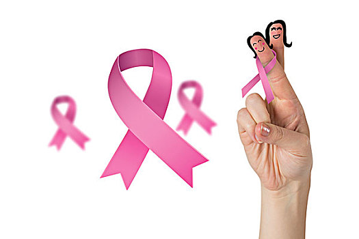 合成效果,图像,交叉手指,乳腺癌,带,粉色,意识