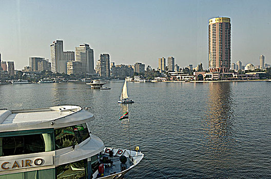 埃及,开罗,城市,俯视,尼罗河,河,平台,酒店