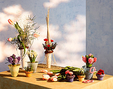 桌子,多样,春花,罐,花瓶