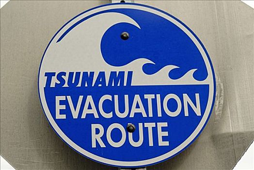 海啸,疏散,路线,警告标识,西部,海岸,阿拉斯加,美国