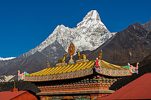 入口,大门,喇嘛寺,寺院,山,背影,单独,昆布,尼泊尔,亚洲