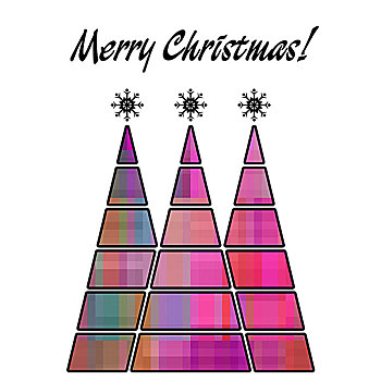 艺术,圣诞节,三个,树,粉色,紫色,彩色,抽象图案,隔绝,白色背景,背景