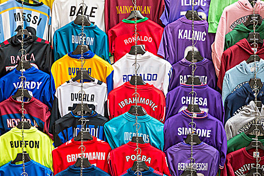 足球,针织衫,球员,出售,销售,货摊,佛罗伦萨,意大利,欧洲