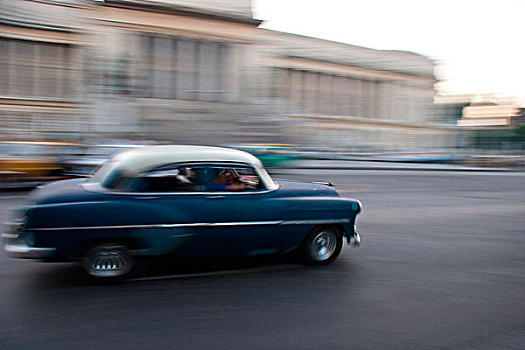 汽车,动态,街道,正面,老哈瓦那