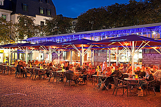 户外,餐饮,晚上,北莱茵威斯特伐利亚,德国,欧洲