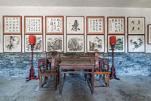 中国山西省平遥县古代县衙内宅的古代中式厅堂