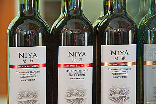 新疆,瓶子,赤霞珠葡萄,展示,葡萄酒厂