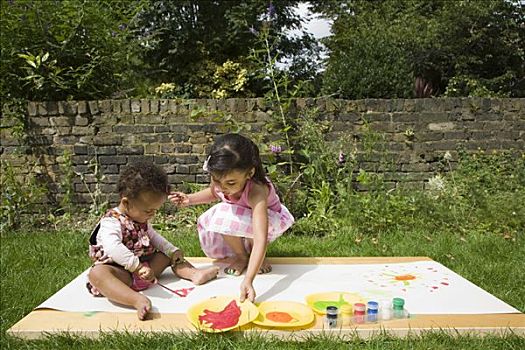 孩子,绘画,花园