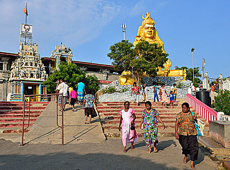 楼梯,印度教,湿婆神,庙宇,金色,雕塑,东方,省,斯里兰卡,亚洲