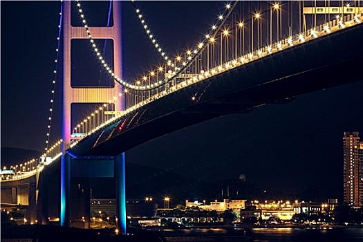 桥,香港,夜晚