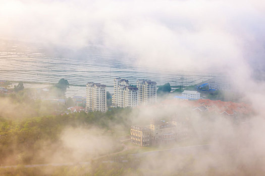 浓雾中的住宅小区