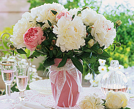 粉色,牡丹,花瓶