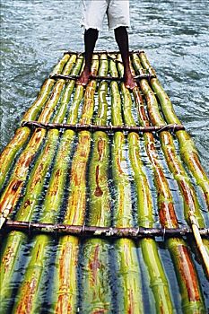 竹子,筏子,风景,漂浮,牙买加