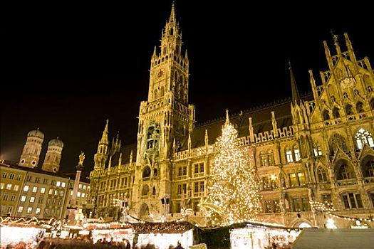 慕尼黑,圣诞市场,玛利亚广场,巴伐利亚,德国,欧洲