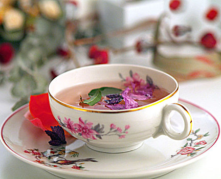 茶杯,花,药草