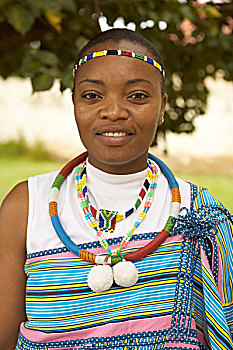 头像,非洲女人,戴着,传统服装,索韦托,南非