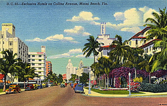 酒店,柯林斯大街,迈阿密海滩,佛罗里达,美国,艺术家,未知