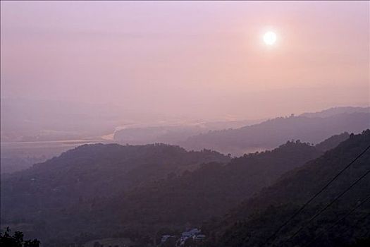 日落,靠近,喜马偕尔邦,印度