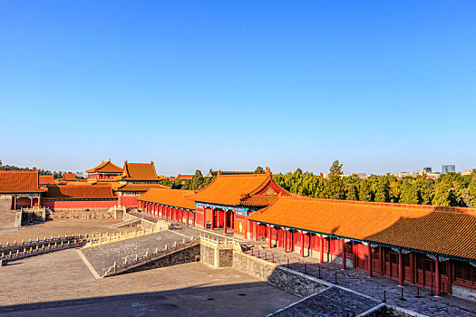 从午门城楼俯瞰北京故宫建筑