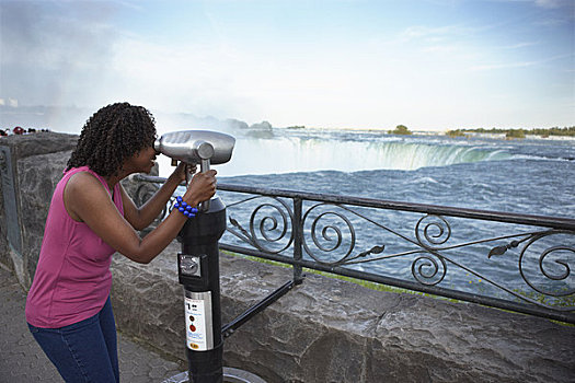 女人,看穿,尼亚加拉瀑布,安大略省,加拿大