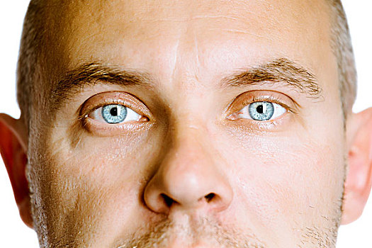 蓝眼睛,男人,脸,特写,工作室,隔绝