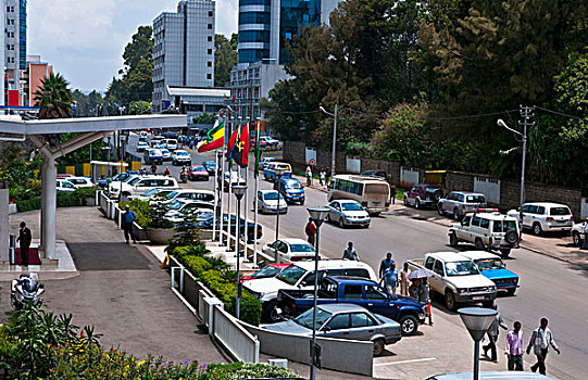亚的斯亚贝巴,埃塞俄比亚,高处,交通,建筑,现代