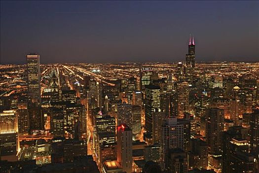 天际线,希尔斯大厦,中心,风景,芝加哥,伊利诺斯,美国