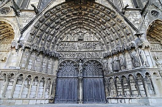 正门入口,圣埃蒂安,大教堂,博格斯,中心,法国,欧洲