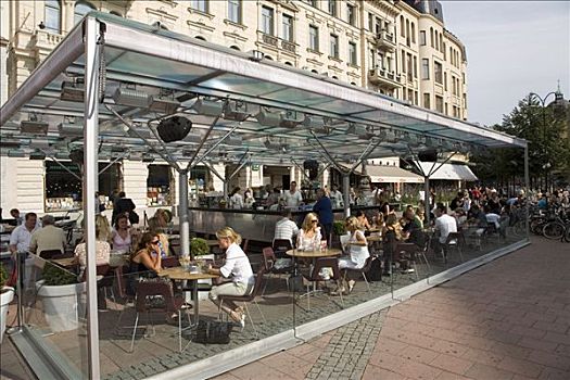 街头咖啡馆,餐馆,斯德哥尔摩,瑞典,斯堪的纳维亚,欧洲