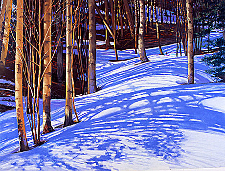 冬日树林,绘画