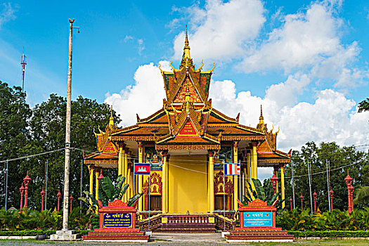 小,庙宇,靠近,西哈努克城,城市,高棉,建筑,柬埔寨