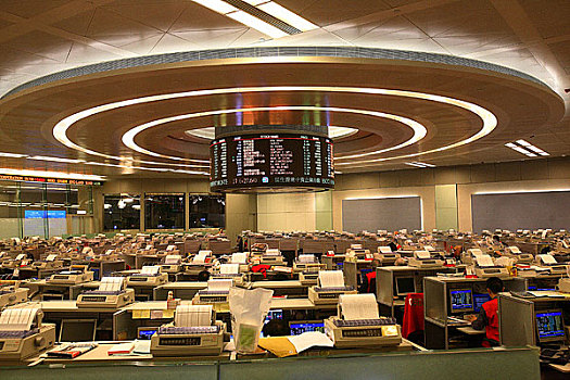 香港回归十周年图片展览－香港证券营业厅内景