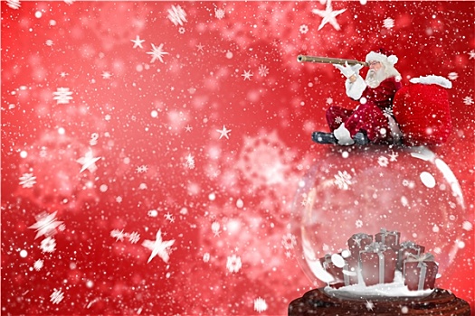合成效果,图像,圣诞老人,坐,雪景球