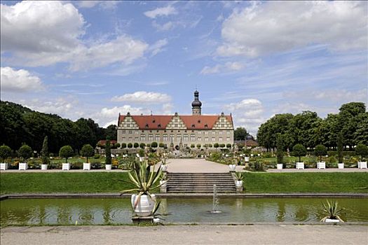 城堡,花园,文艺复兴,巴登符腾堡,德国,欧洲