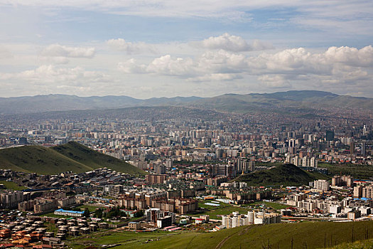 景色,城市,俯视图,乌兰巴托,蒙古