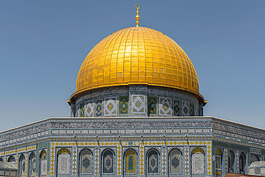 图案,装饰,建筑,金色,圆顶,圆顶清真寺,圣殿山,老城,耶路撒冷,以色列,亚洲
