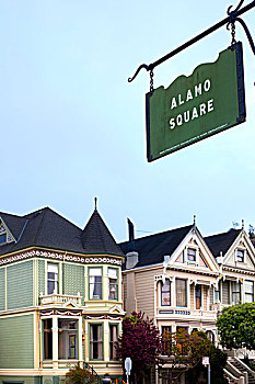 维多利亚式房屋,阿拉摩广场,旧金山,加利福尼亚,美国