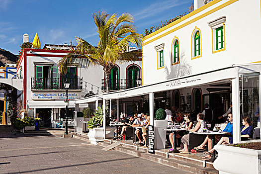 餐馆,水岸,港口,波多黎各,大卡纳利岛,加纳利群岛,西班牙,欧洲