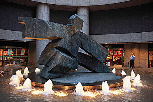 现代,雕塑,讲台,交换,广场,中心,香港