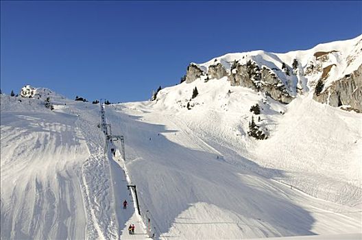 滑雪道,山,巴伐利亚阿尔卑斯山,巴伐利亚,德国,欧洲