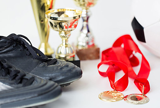 特写,足球鞋,奖杯,奖牌