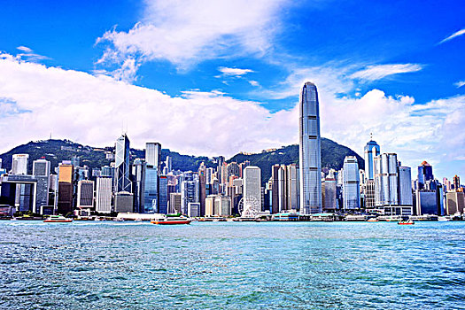 香港,国旗,渡轮,港口