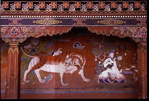 佛教,寺院,壁画,帕罗宗,艺术,不丹