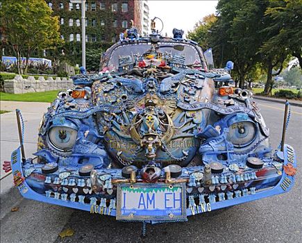 怪异,汽车,复杂,装饰,大众甲壳虫,温哥华,不列颠哥伦比亚省,加拿大,北美