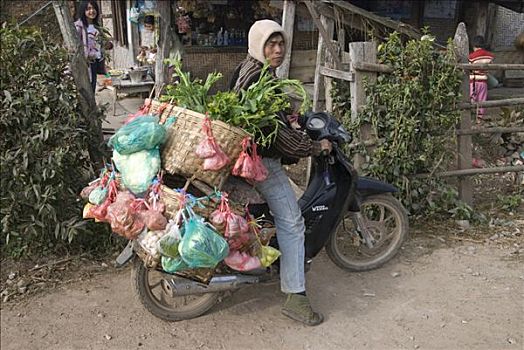 缅甸,蔬菜,销售,摩托车