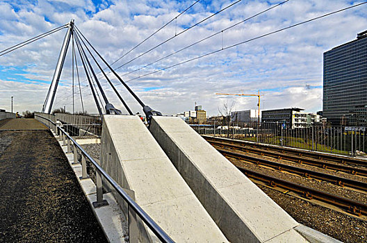 斜拉桥,缆车,慕尼黑,巴伐利亚,德国,欧洲